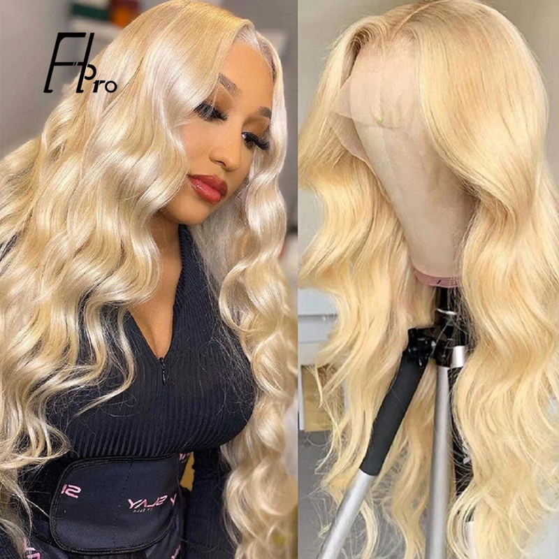 High Density 613# Blonde Full Lace Wig Wavy Wigs Baby Hair